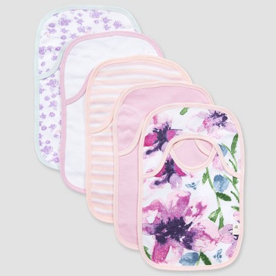 Burt's Bees Baby® Girls' 5pk Watercolor Daylily Bib - Purple