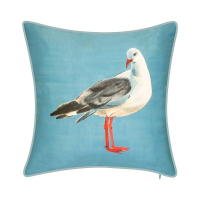 Embroidered Watercolor Seagull Rectangular Indoor/Outdoor Throw Pillow - Edie@Home