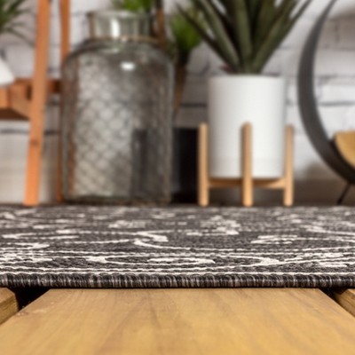 Charleston Black and Gray Filigree 9' x 12' Indoor/Outdoor Area Rug