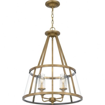 Barlow 4-Light Weathered Brass and Clear Glass Pendant