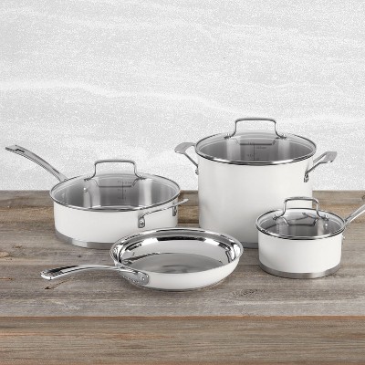 Matte White 11-Piece Stainless Steel Cookware Set