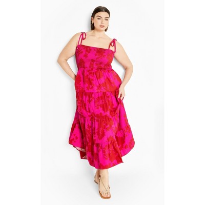 Women's Plus Size Marli Print Maxi Dress - magenta | CITY CHIC