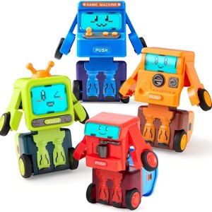 Joyfy 4Pcs Toy Cars for Toddler, Push & Go Transforming Robot Toy Cars, Construction Vehicles for Boys Girls, Kids Birthday Easter Party Favor Gifts - 1 of 4