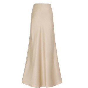 INSPIRE CHIC Women Satin Maxi Elastic High Waist Side Slit Flowy Long for Party Wedding Skirt - 1 of 4