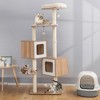 Costway 64.5'' Multi-layer Wooden Cat Tree Indoor Tower Activity Play Center Cat House - image 4 of 4