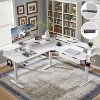 60" L-Shaped Corner Gaming Desk with 2 Drawers, Electric Standing Desk with Power Outlets & LED Lighting - 3 of 4