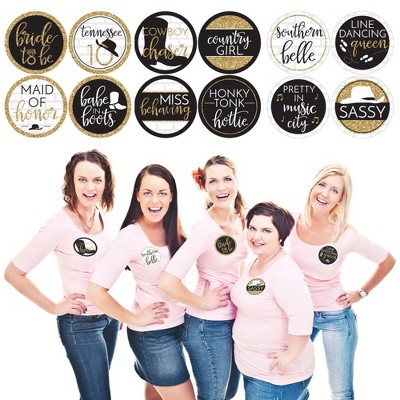 Big Dot of Happiness Nash Bash - Nashville Bachelorette Party Funny Name Tags - Party Badges Sticker Set of 12