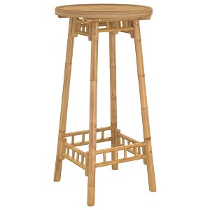 vidaXL Outdoor Bar Table Bamboo Tall Footrest Round - 1 of 4