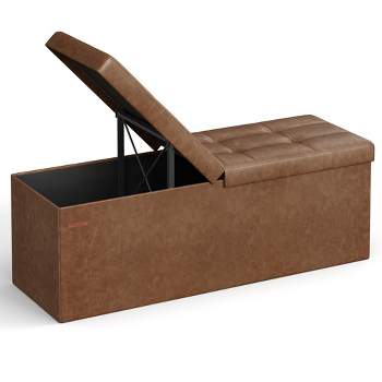 SONGMICS Folding Storage Ottoman Bench Ottoman with Storage Hold up to 660lbs for Living Room