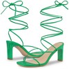 Allegra K Women's Open Square Toe Lace Up Strappy Block High Heel Sandals - 2 of 4