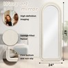 Beautyolove 24 in. W x 63 in. H Irregular Beige Flannel Wrapped Wood Framed Full Length Floor Mirror Wall Mounted or Leaning Mirror - 3 of 4