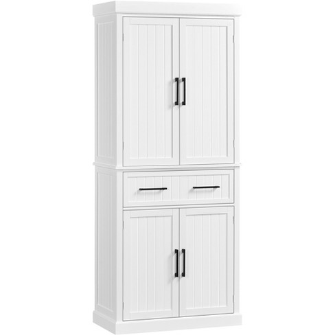 HOMCOM 3-Shelf White 72.5 Pinewood Large Kitchen Pantry Storage