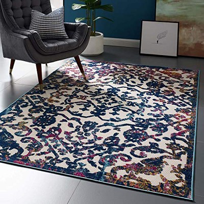 Modway Reflect Primrose Ornate Floral Lattice 5x8 Indoor/Outdoor Area Rug