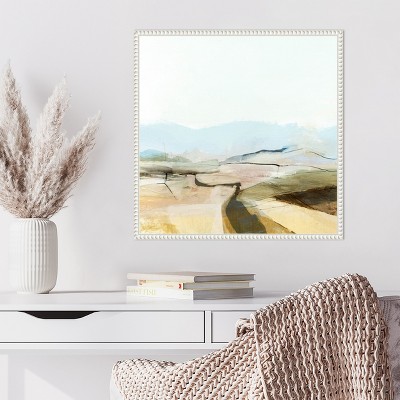 Beaded White Framed Abstract Nature Canvas Wall Art 22 x 22-in