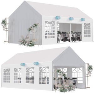 Outdoor Party Tent Heavy Duty, Wedding Canopy with Removable Sidewalls & Church Windows,with White Roof, Waterproof Outdoor Patio Shelters - 1 of 4