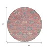 Coral Plum And Blue Floral Washable Indoor Outdoor Area Rug - 3 of 4
