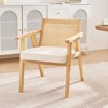VEVOR Mid Century Modern Rattan Chair, Upholstered Velvet Accent Chair with Rattan Back, Retro Living Room Chair for Living Room, Bedroom, Beige - 2 of 4