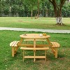 Racxily Outdoor 6 Person Picnic Table, 6 person Round Picnic Table with 3 Built-in Benches - 3 of 4