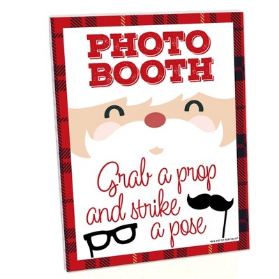 Big Dot of Happiness Jolly Santa Claus Photo Booth Sign - Christmas Party Decor - Printed on Sturdy Plastic - 10.5 x 13.75" Sign with Stand - 1 Piece