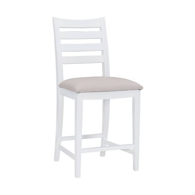Set of 2 Off-White Upholstered Ladder Back Counter Stools