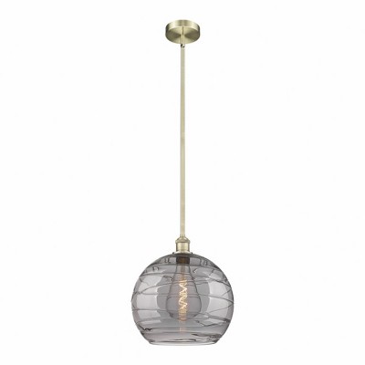Athens Deco Swirl - 1 Light Stem Hung Pendant In Industrial Style-14.63 Inches Tall and 13.75 Inches Wide