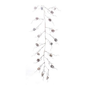 Melrose Flocked Pinecone Twig Garland (Set of 2) - 1 of 3