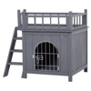 PawHut 2-Level Elevated Waterproof Outdoor Wooden Treehouse Cat Shelter With Balcony - 4 of 4