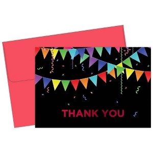 50ct Rainbow Pennant Red Foil Thank You Note Card & Envelopes - 1 of 3