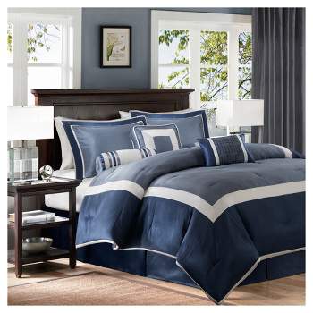 7pc Queen Beverly Polyoni Comforter Set - Navy