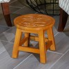 FURNIinspire Ottomans And Benches Carved Wooden Step Stool Fun Designs Premium Rubberwood Versatile Use, Butterflies Style, Brown, 11"*11"*10" - 4 of 4