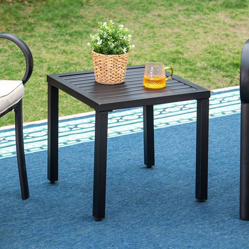 3pc Patio Conversation Set with Wicker Rattan Arm Chairs with Cushions &#38; Square Side Table - Captiva Designs, 2 of 10
