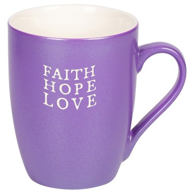 Elanze Designs Faith Hope Love Passion Purple 10 ounce New Bone China Coffee Cup Mug