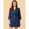 cheibear Women's Satin Silky Lounge Nightdress with Robe 2 Pcs Sleepwear Pajama Sets - 2 of 4