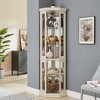 Okak Corner Curio Cabinet with 2 Glass Doors and Adjustable Tempered Glass Shelves, Corner Cabinet for Living Room, Kitchen - 2 of 4