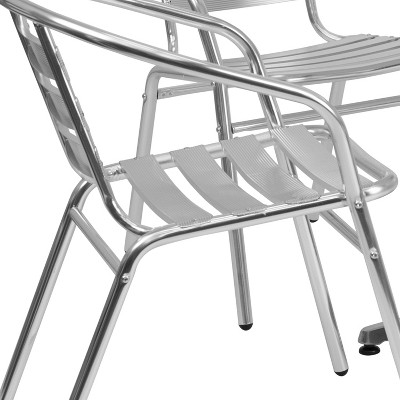 31.5" Square Stainless Steel and Aluminum Dining Set for 4