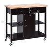 Costway Rolling Kitchen Trolley Island Utility Cart Storage Shelf Cabinet Drawers BrownWhite - 2 of 4