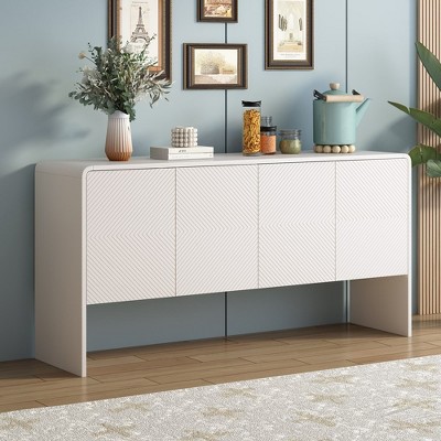 White 60" Modern MDF 4-Door Sideboard Buffet Cabinet
