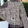Anna-Kaci Women's Leopard Print Long Sleeve Crop Denim Jacket for Casual Looks - 3 of 4