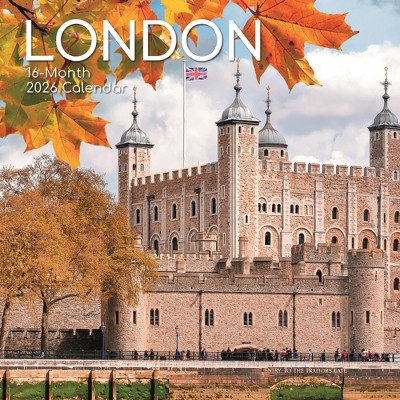 2026 Square Wall Calendar, London, 16-Month Scenic Britain Theme with 180 Reminder Stickers (12x12 In)