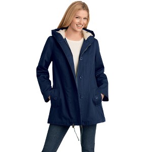 Woman Within Plus Size High Pile Fleece-Lined Hooded Parka - 1 of 4