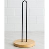 Home Mart Goods Matte Black Iron & Bamboo Paper Towel Holder - 13" Tall - 2 of 3