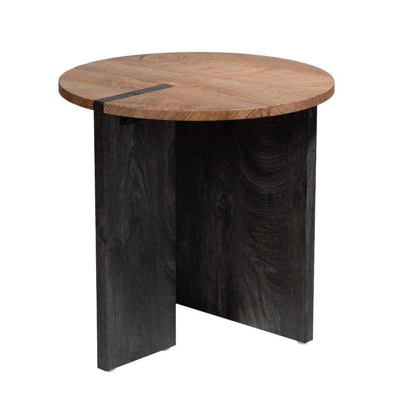 Wolbets Round Side Table Natural/Black - Aiden Lane, 1 of 11