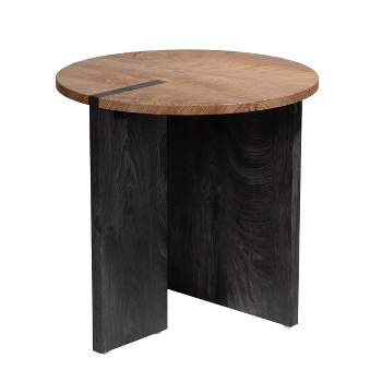 Wolbets Round Side Table Natural/Black - Aiden Lane
