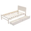 Modern Design One-person Measure Platform Bed Frame including 2 Drawers for White Washed Color - 2 of 4
