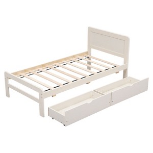 NicBex Twin Size Wood Platform Bed Frame with 2 Drawers for Adults/Boys/Girls - 1 of 4