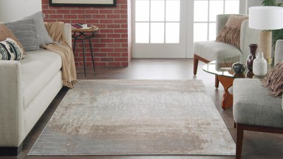 Modern Abstract Gray Synthetic 9' x 12' Easy-Care Area Rug