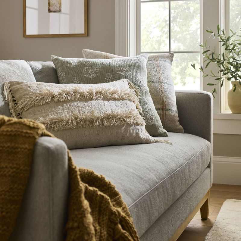 Oversized Woven with Frayed Detail Lumbar Throw Pillow Cream - Threshold&#8482; designed with Studio McGee, 3 of 6