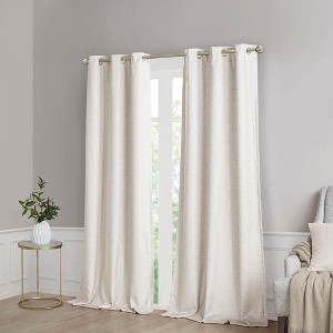 Grungis 42x84 Inch Tonal Printed Faux Silk Total Blackout Curtain Panels for Living Room,Bedroom(2 Pcs Window Panels) - 1 of 4