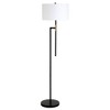 Hudson and Canal 63" Tall Floor Lamp with Fabric Shade Matte Black/Brass/White: Mid-Century Modern, 1-Light, UL Listed, Polyester Drum Shade - 2 of 4