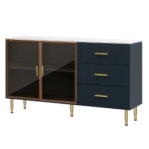 ACEPANO 60 in. W Modern MDF Buffet Sideboard with Gold Metal Legs & Handles-Navy Blue - 1 of 4